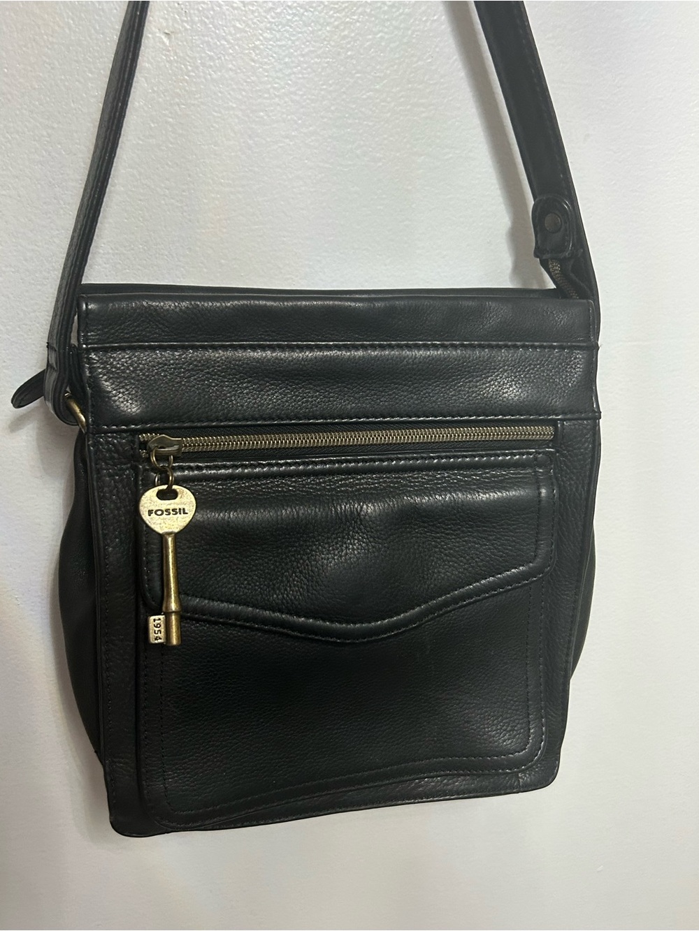 Vintage Fossil Purse Black Leather 75082 Crossbody Bag
